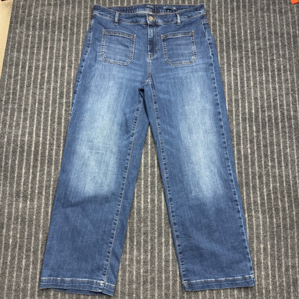 J. Jill Womens 16P Blue Wide-Leg Patch Pocket Stretch Denim Jeans (2382)